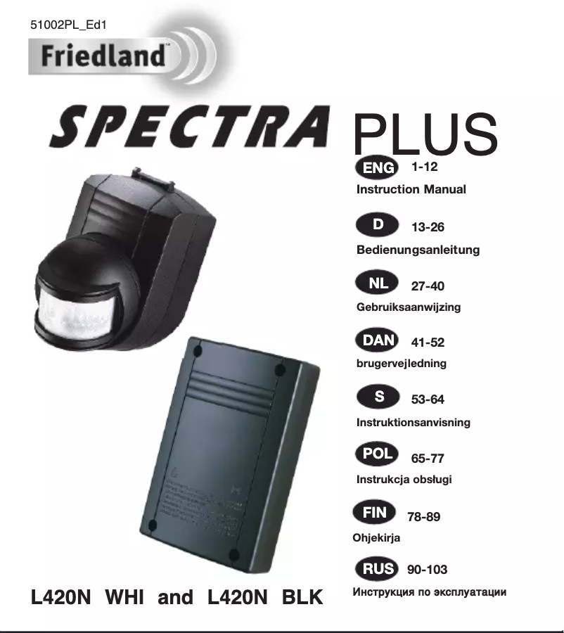Page n°1 - Manuel utilisateur Friedland Spectra Plus L420N