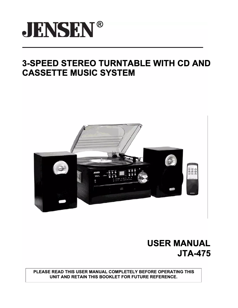 Page n°1 - Manuel utilisateur Jensen JTA-475