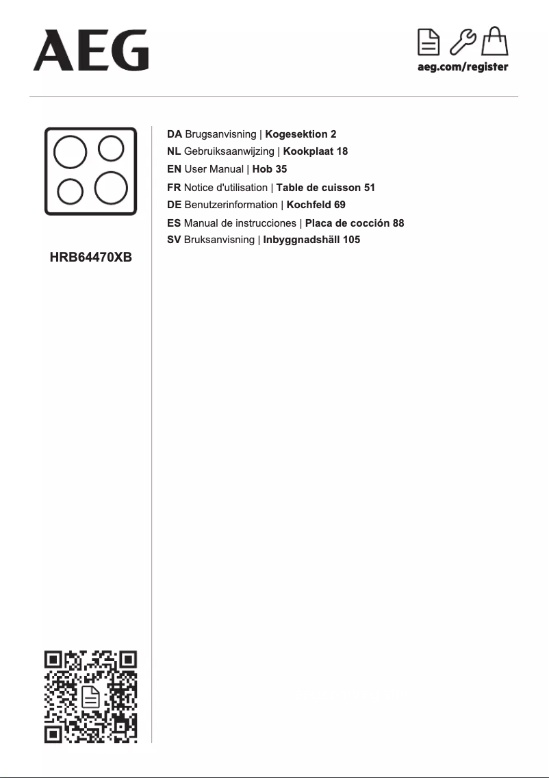 Page 1 de la notice Manuel utilisateur AEG HRB64470XB