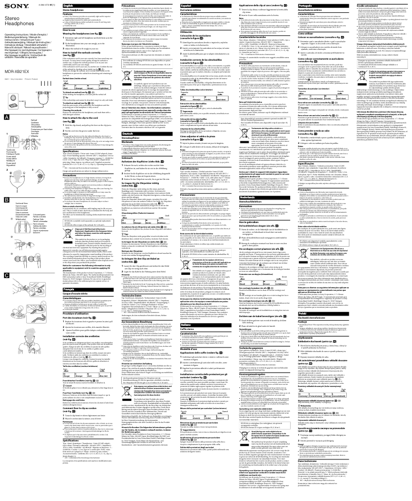 Image de la première page du manuel de l'appareil MDR-XB21EX