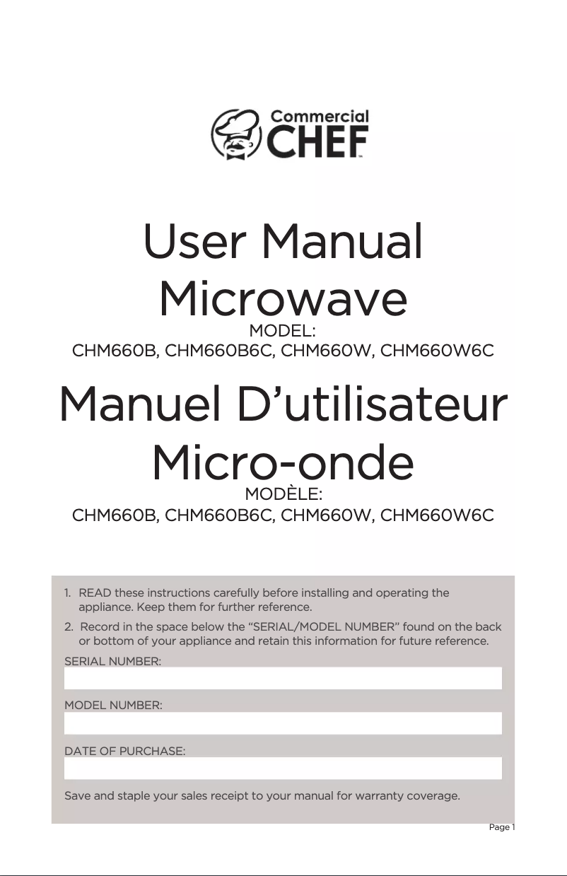 Image de la première page du manuel de l'appareil CHM660W