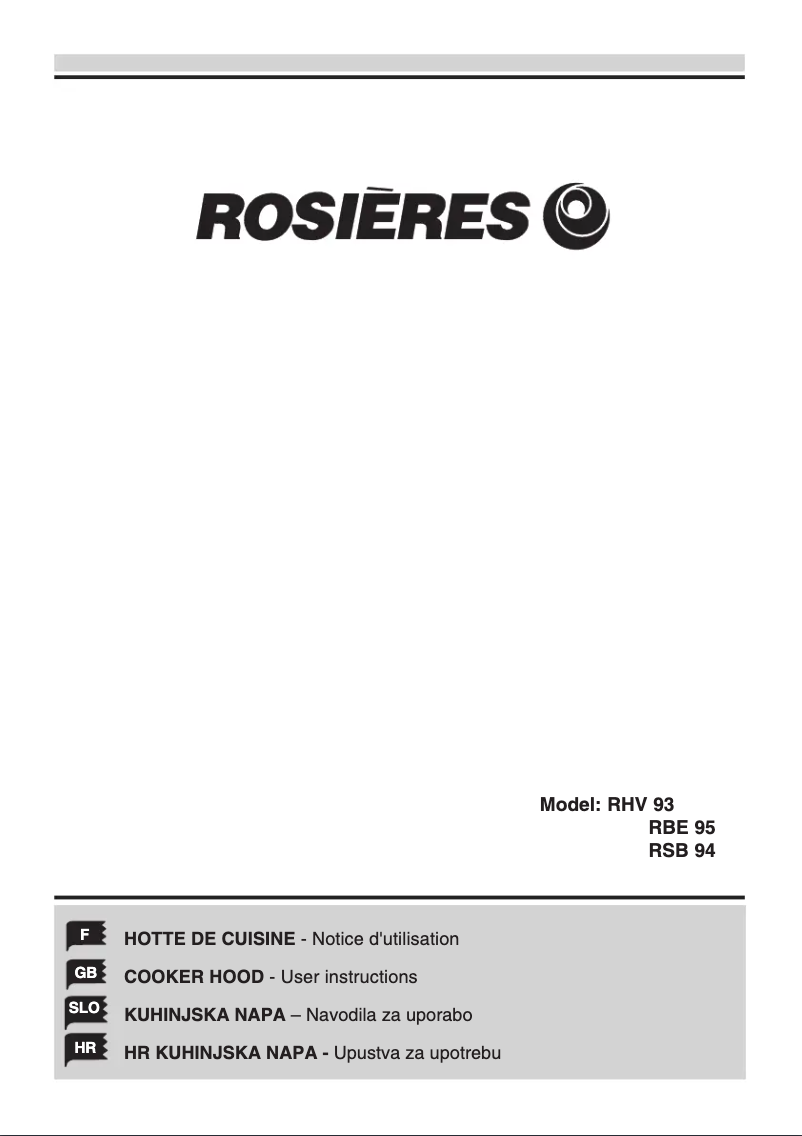Page 1 de la notice Manuel utilisateur Rosieres RHV 93/1 IN