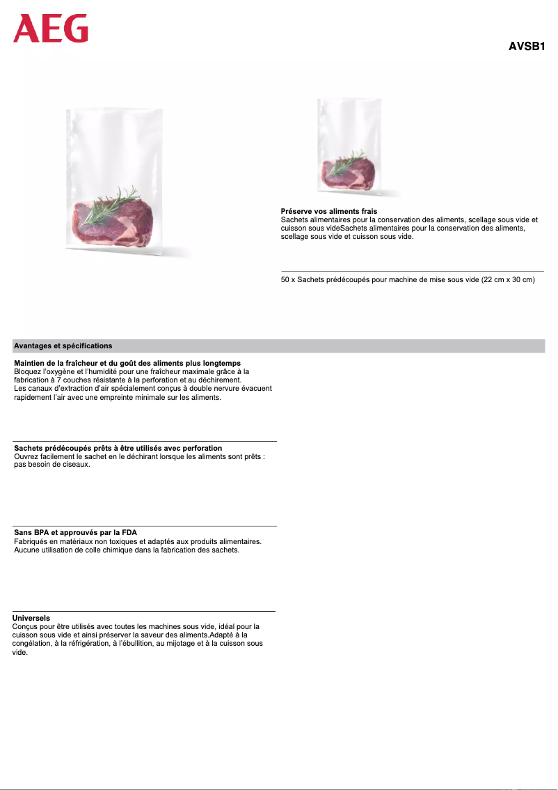 Page 1 de la notice Manuel utilisateur AEG AVSB1