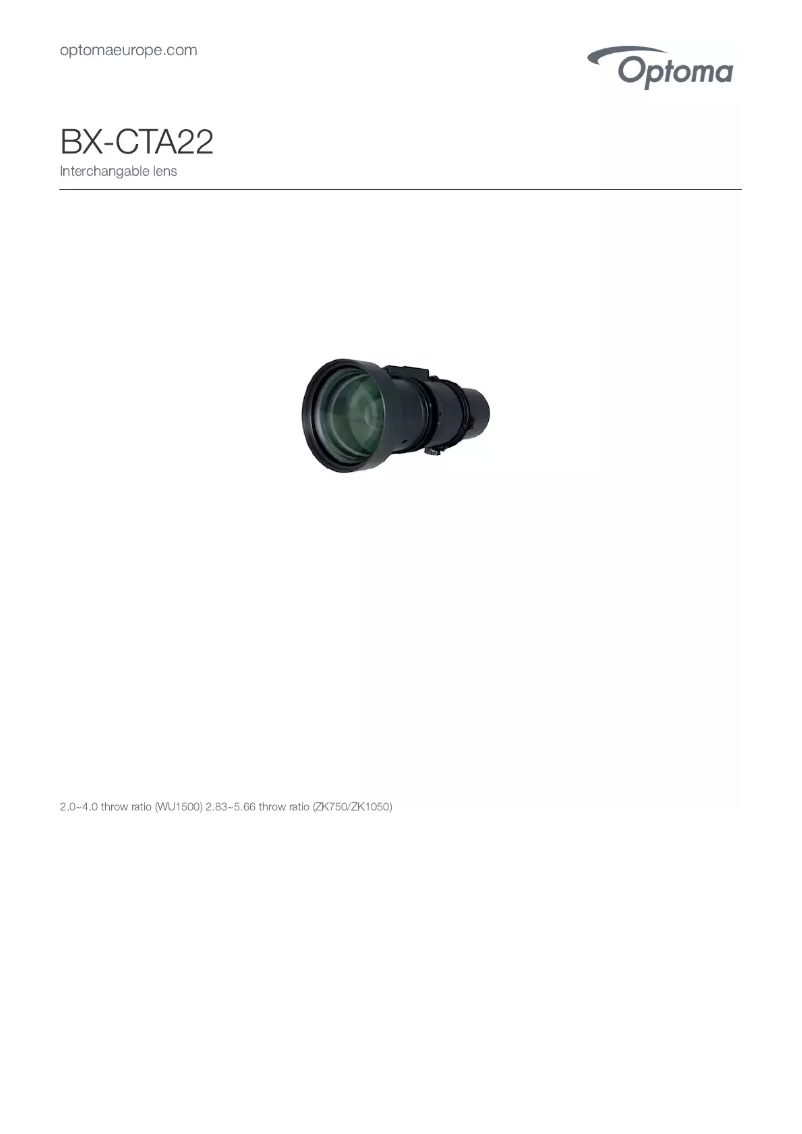 Page n°1 - Manuel utilisateur Optoma BX-CTA22