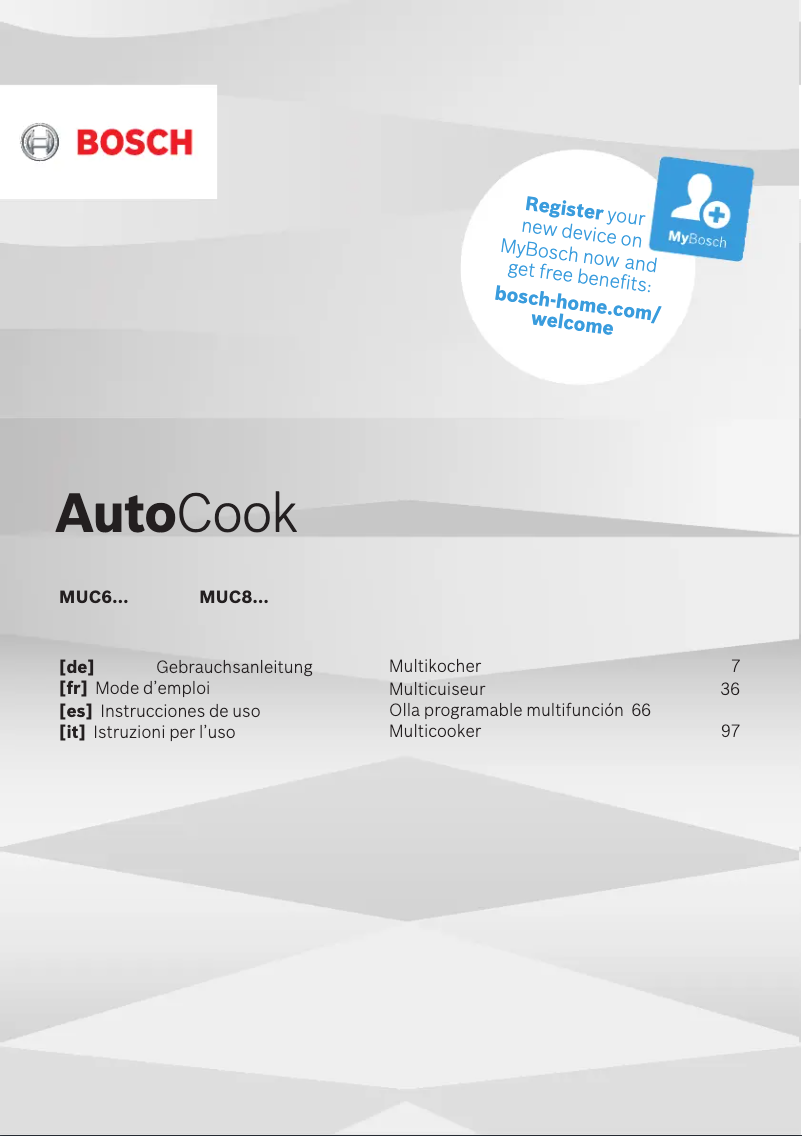 Page 1 de la notice Manuel utilisateur Bosch MUC88B68