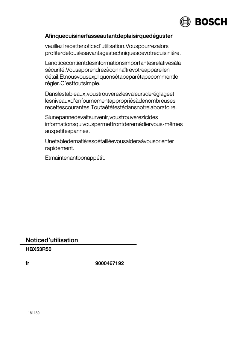 Image de la première page du manuel de l'appareil HBX53R50