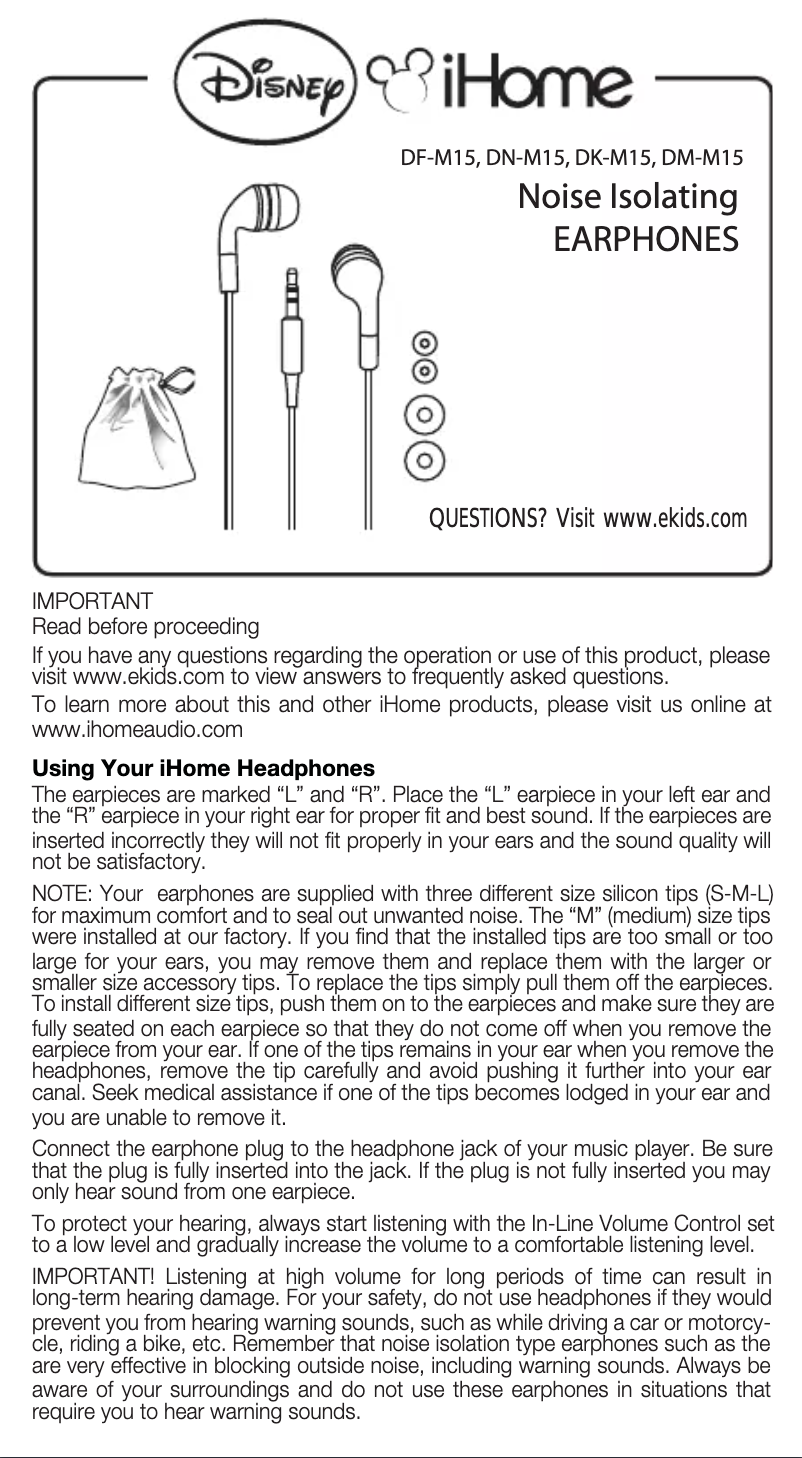 Page n°1 - Manuel utilisateur iHome DF-M15