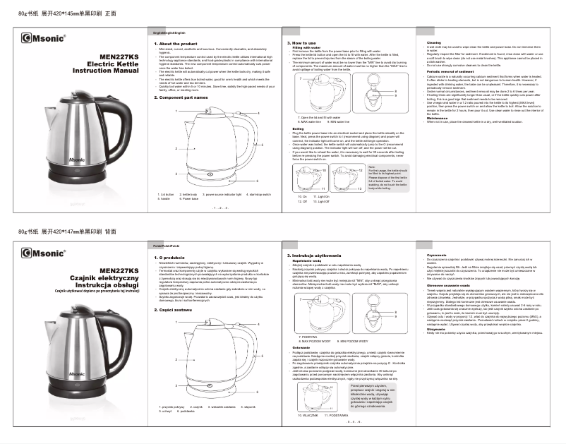 Page n°1 - Manuel utilisateur Msonic MEN227KS