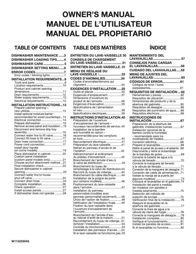 Imagen de la primera página del manual del dispositivo KDPM804KBS