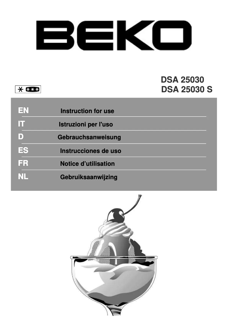Page n°1 - Manuel utilisateur Beko DSA 25030 S