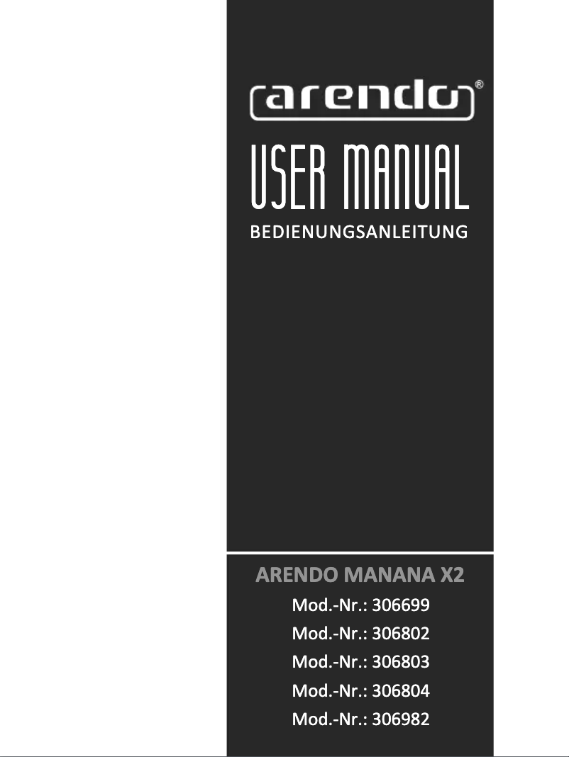 Page 1 de la notice Manuel utilisateur Arendo Manana X2