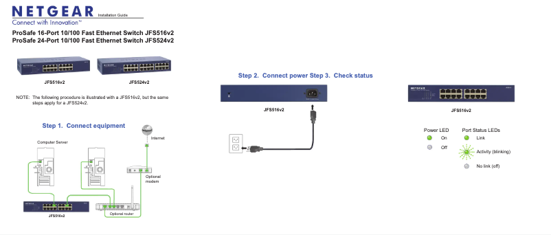 Image de la première page du manuel de l'appareil ProSafe JFS516v2