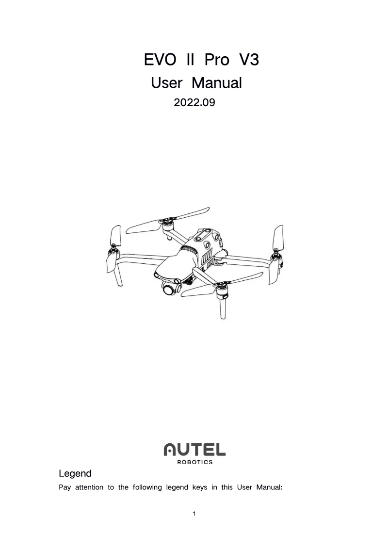Page 1 de la notice Manuel utilisateur Autel EVO II Pro V3