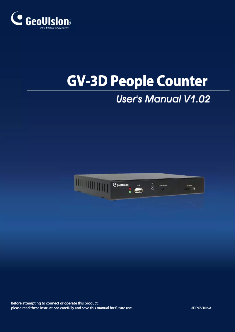 Page 1 de la notice Manuel utilisateur Geovision GV-3D