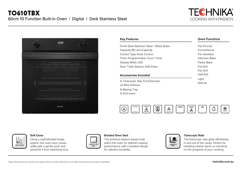 Page 1 de la notice Fiche technique Technika TO610TBX