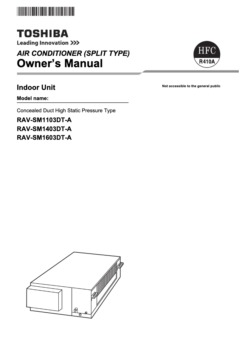 Page 1 de la notice Manuel utilisateur Toshiba RAV-SM1603DT-A