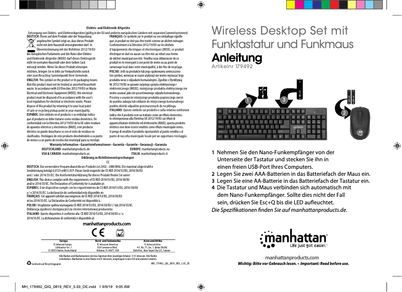 Page 1 de la notice Manuel utilisateur Manhattan 179492