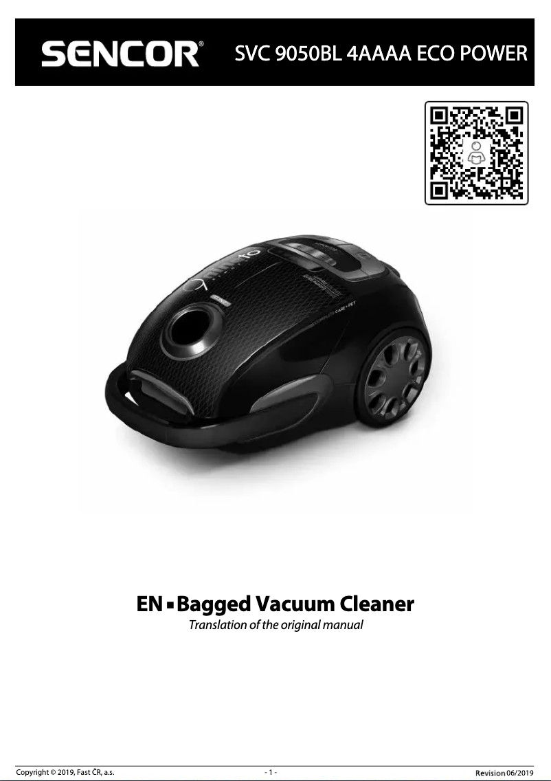 Page 1 de la notice Manuel utilisateur Sencor SVC 9050BL