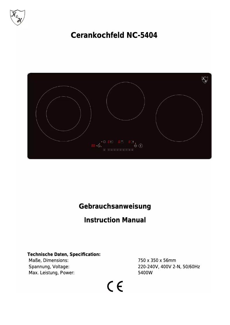Page n°1 - Manuel utilisateur K&H NC-5404