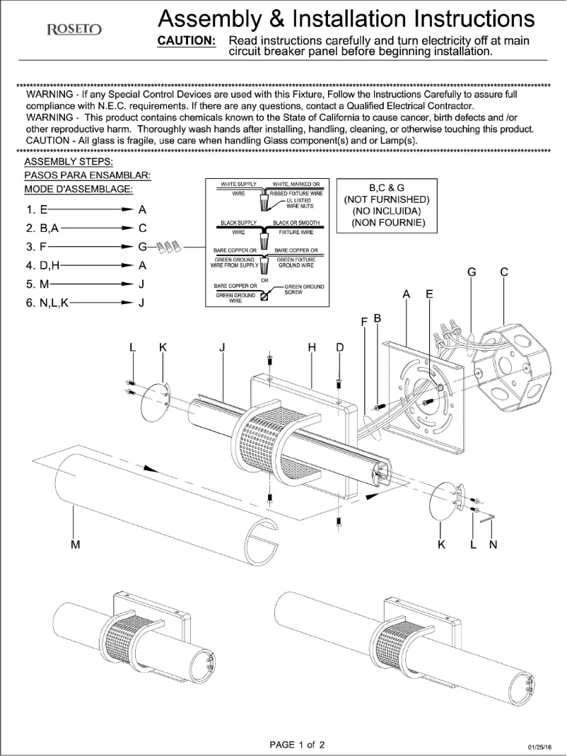 Page 1 de la notice Manuel utilisateur Roseto Samantha PBF9982BN