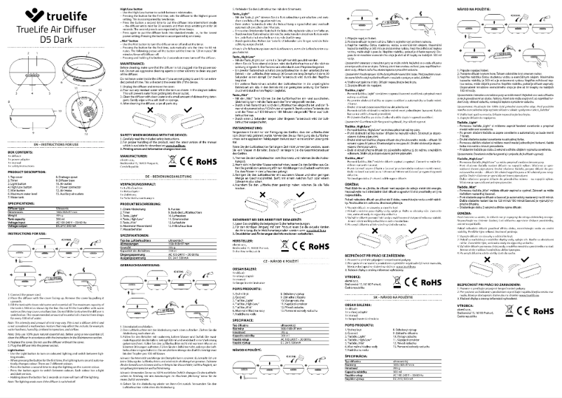 Page 1 de la notice Manuel utilisateur TrueLife AIR Diffuser D5 Dark