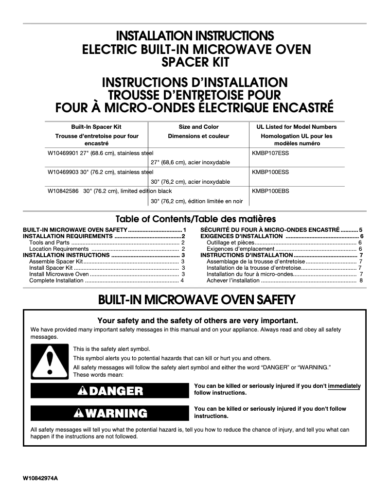 Page n°1 - Manuel utilisateur KitchenAid W10469903