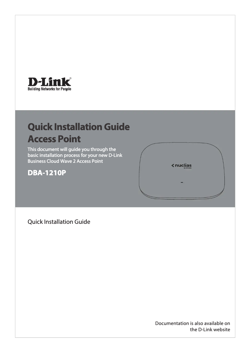 Page 1 de la notice Guide d'installation D-Link DBA-1210P