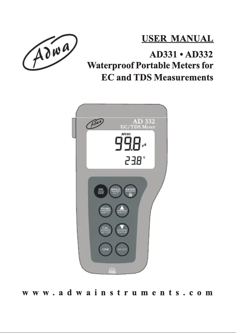 Image de la première page du manuel de l'appareil AD332