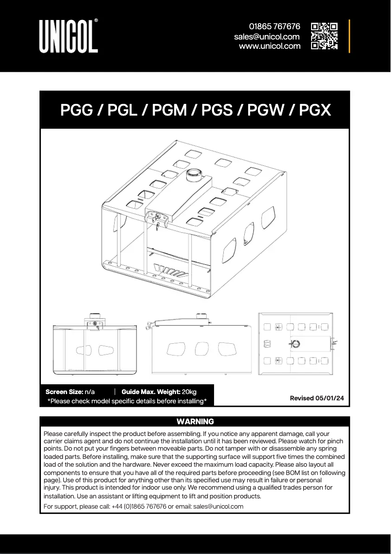 Page n°1 - Manuel utilisateur Unicol PGW