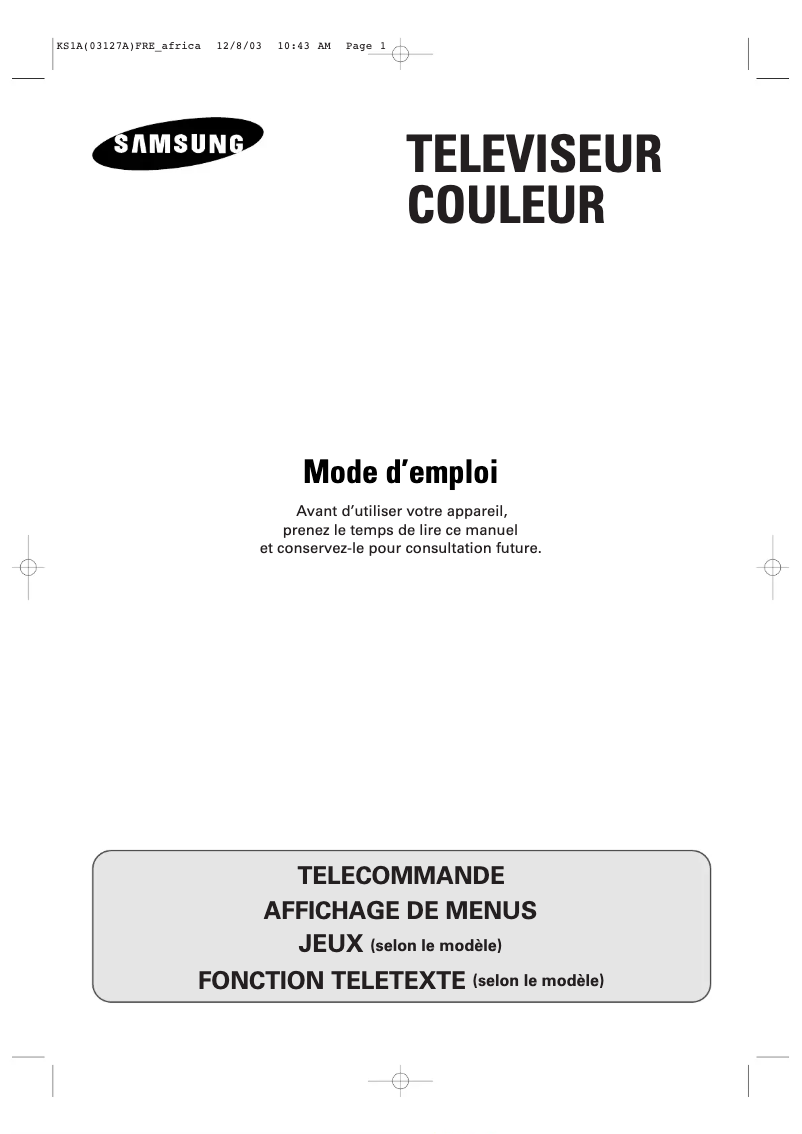 Image de la première page du manuel de l'appareil CS-20H4MJ