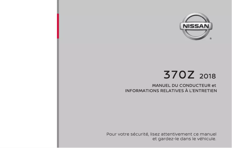 Page 1 de la notice Manuel utilisateur Nissan 370Z (2018)