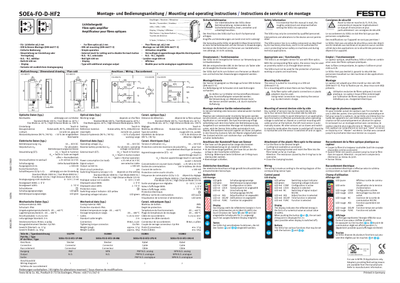 Image de la première page du manuel de l'appareil SOE4-FO-D-HF2-1N-M8