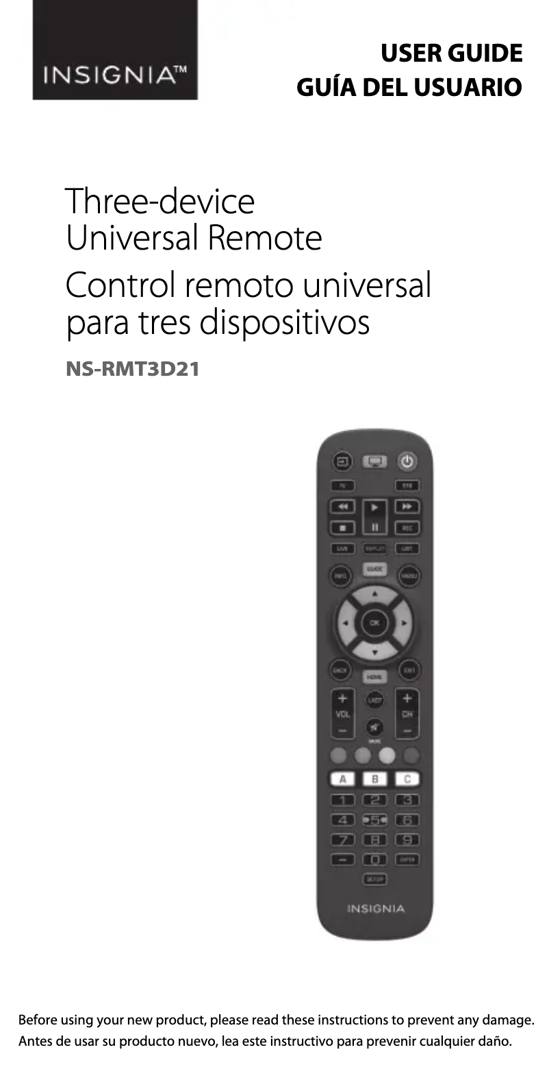 Image de la première page du manuel de l'appareil NS-RMT3D21