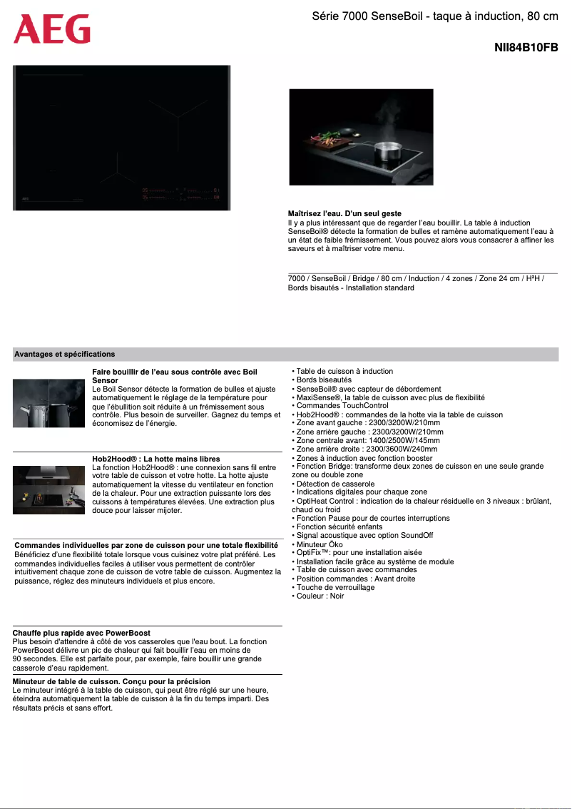 Página 1 del manual Ficha técnica AEG NII84B10FB
