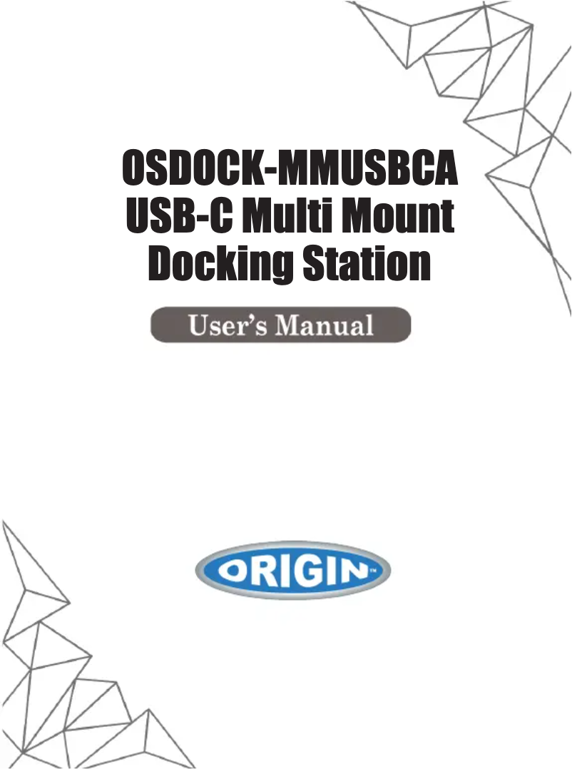 Page n°1 - Manuel utilisateur Origin Storage OSDOCK-MMUSBCA