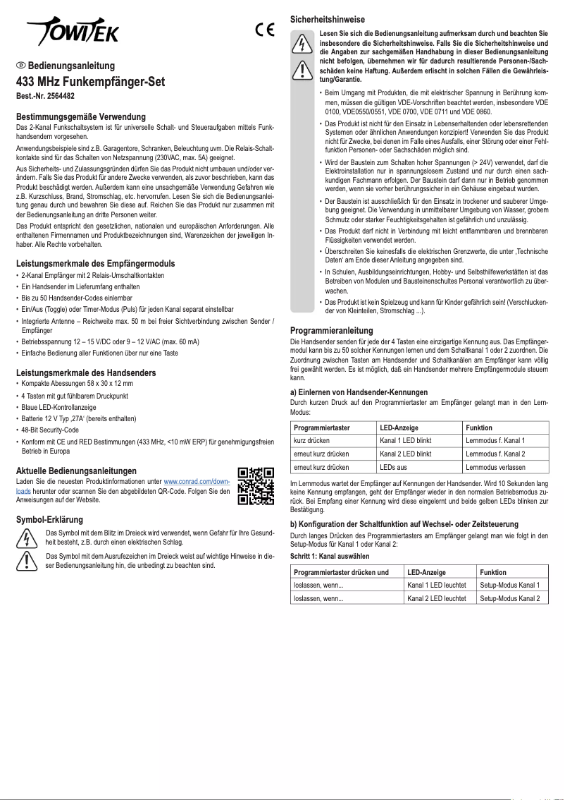 Image de la première page du manuel de l'appareil TWT2005