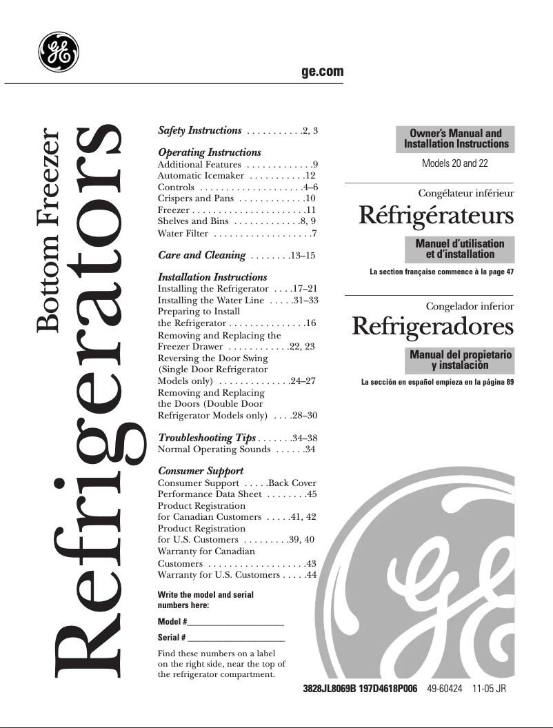 Page 1 de la notice Mode d'emploi GE PDS22MBWWW