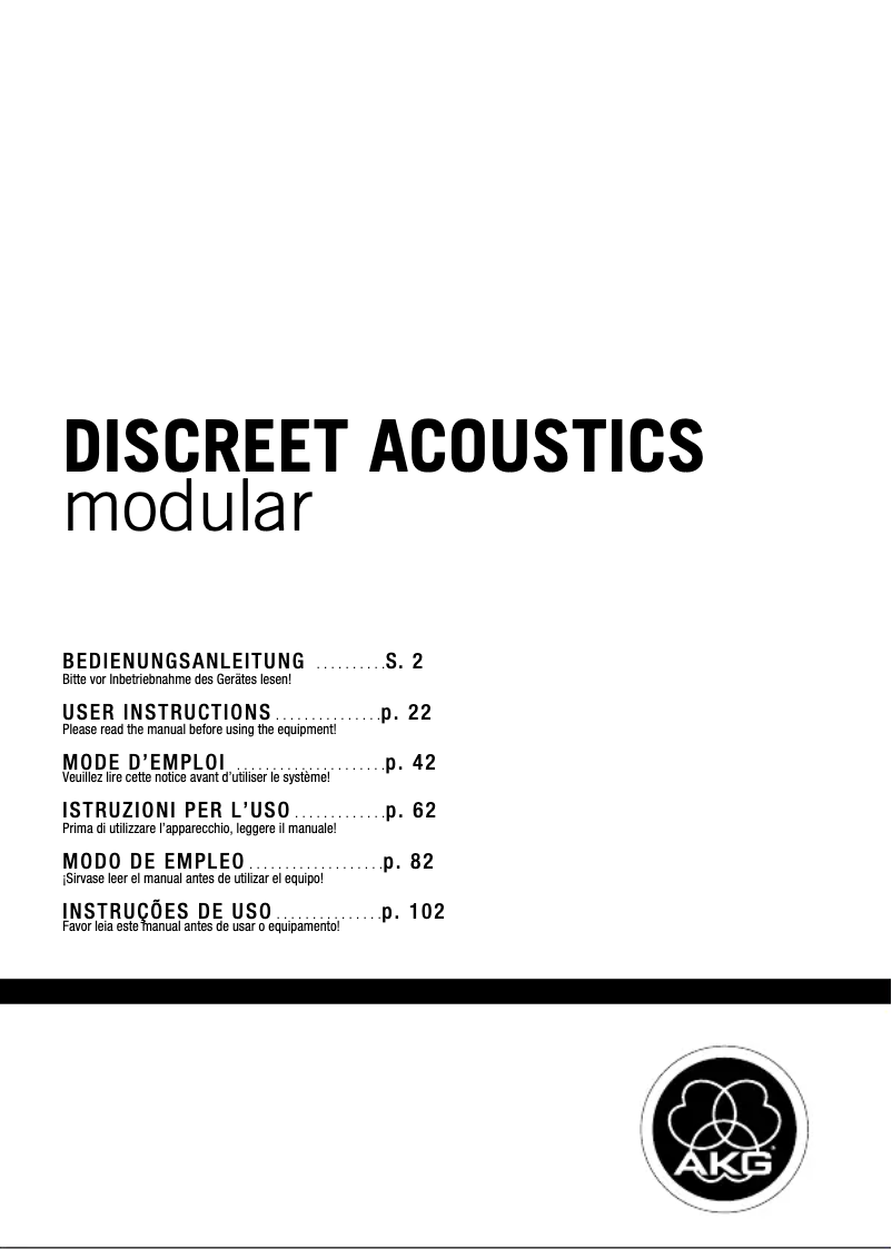 Page n°1 - Manuel utilisateur AKG N30