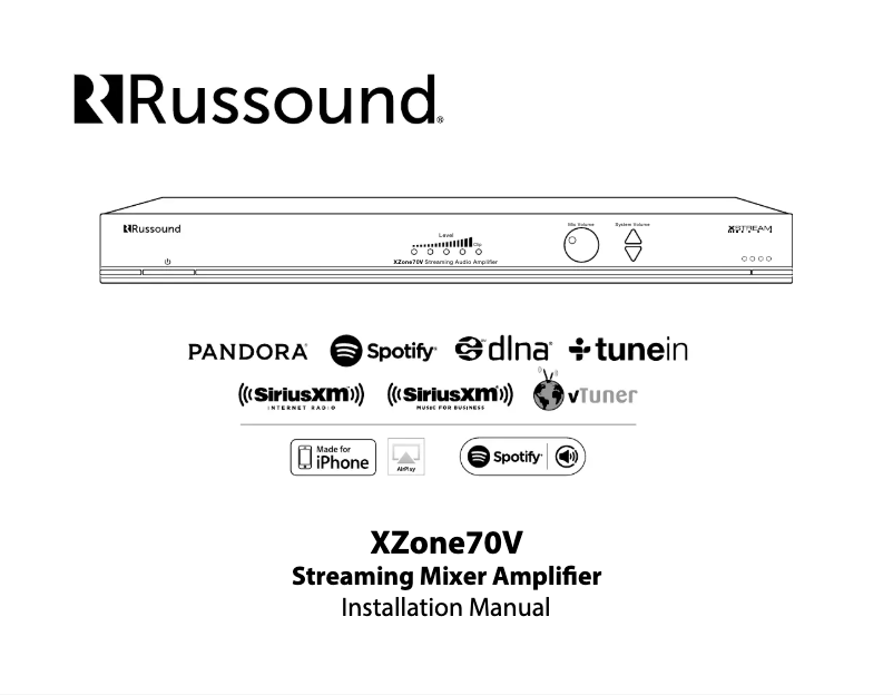 Page n°1 - Manuel utilisateur Russound XZone70V