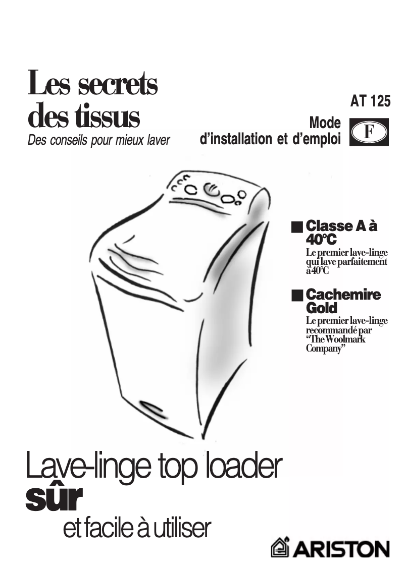 Page 1 de la notice Manuel utilisateur Hotpoint Ariston AT 125