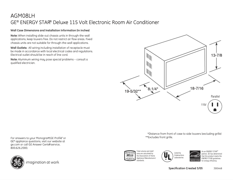 Image de la première page du manuel de l'appareil AGM08LH