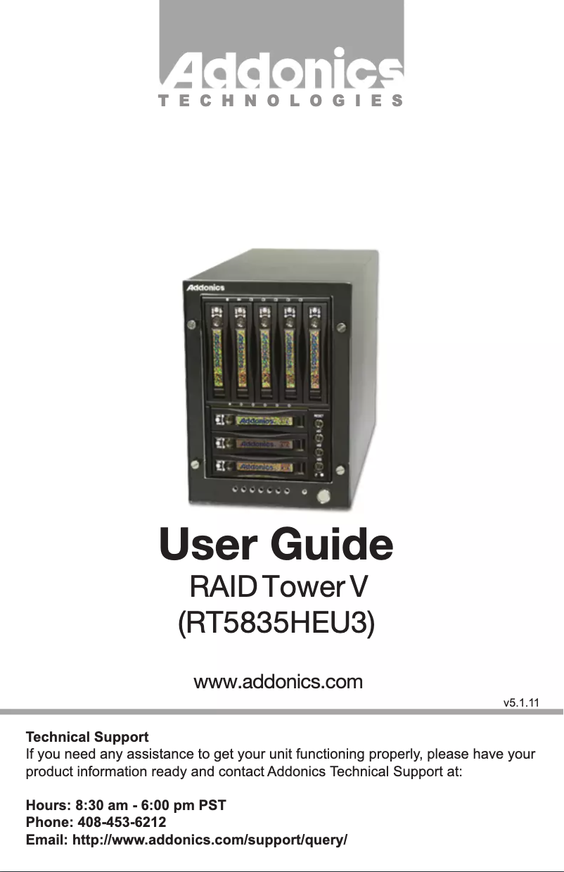 Page 1 de la notice Manuel utilisateur Addonics RT5835HEU3