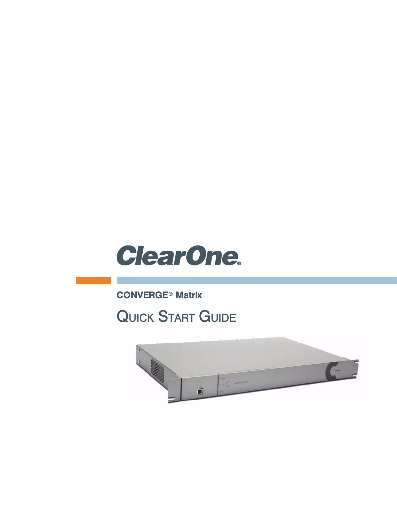 Page n°1 - Manuel utilisateur ClearOne Converge Matrix