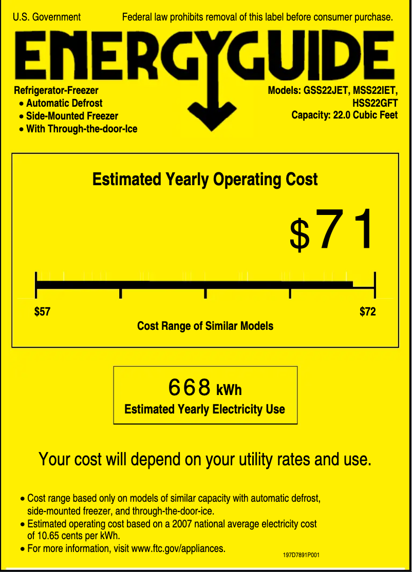 Page 1 de la notice Label énergétique Hotpoint HSS22GFTWW