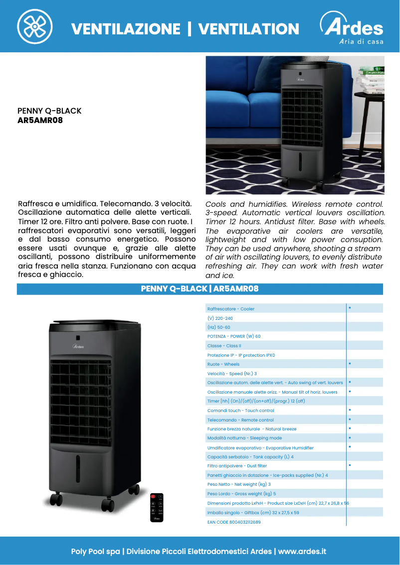Page n°1 - Fiche technique Ardes AR5C40B