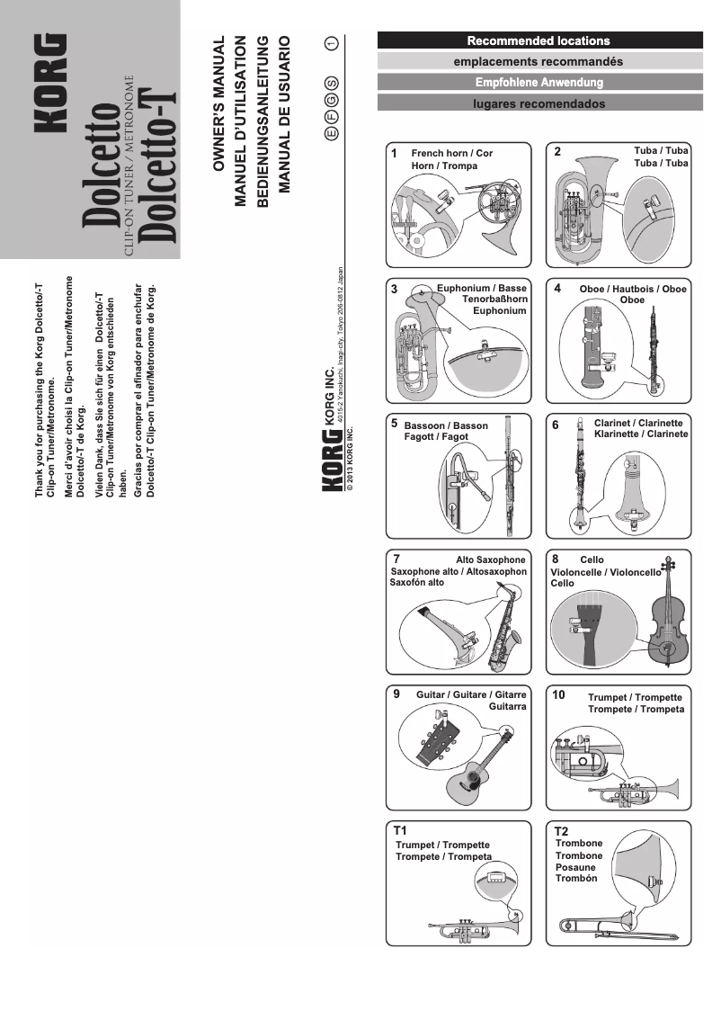 Page n°1 - Manuel utilisateur Korg Dolcetto