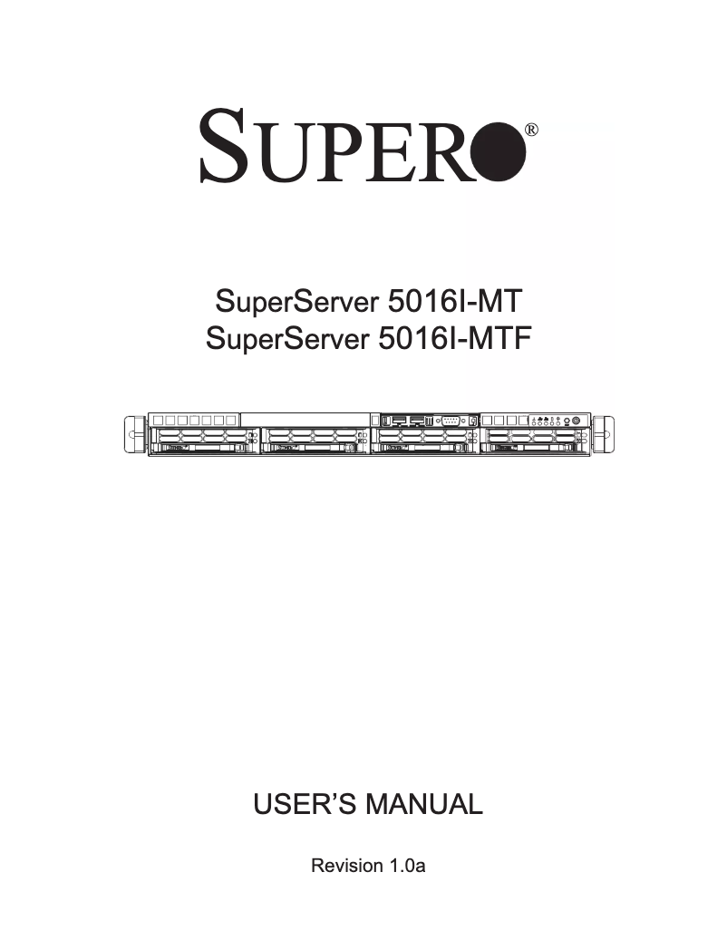 Page 1 de la notice Manuel utilisateur Supermicro SuperServer 5016I-MT