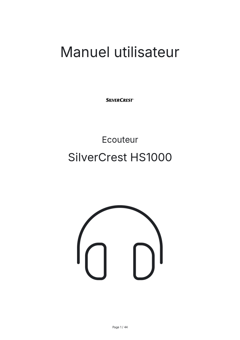 Page n°1 - Manuel utilisateur SilverCrest HS1000