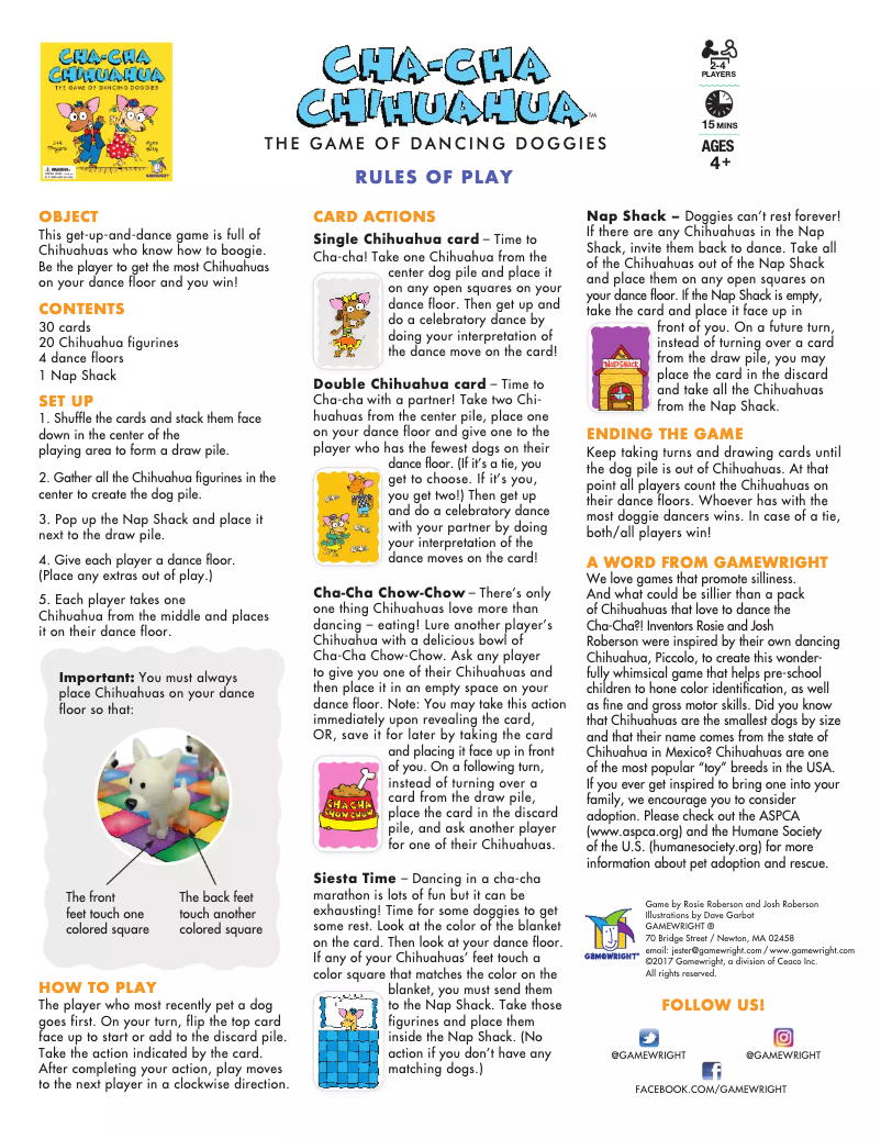Page n°1 - Manuel utilisateur Gamewright Cha-Cha Chihuahua