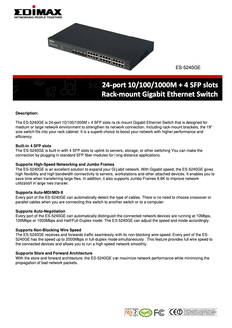 Page n°1 - Manuel utilisateur Edimax ES-5240GE